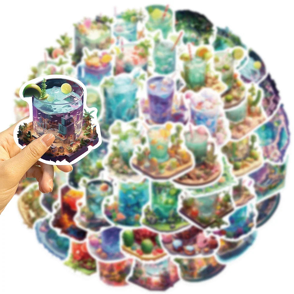 10/30/50PCS Kawaii INS Style Art Drinks World Cartoon Stickers Aesthetic Cute Decals Laptop Notebook Phone Decoration Sticker