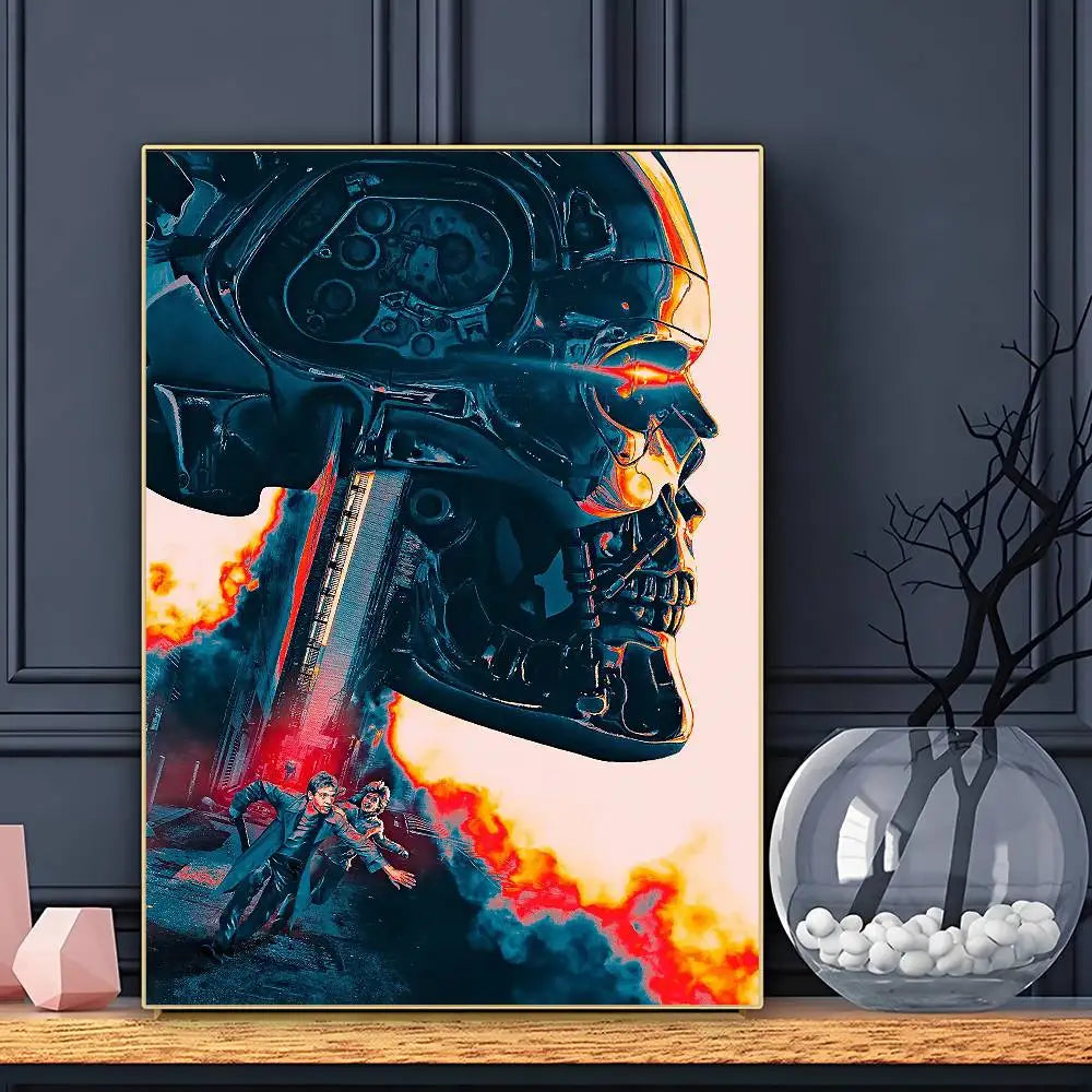 Classic Movie The Terminator Poster Sticky Wall Art Printing Waterproof Home Living Bed Room Bar Aesthetic Decor