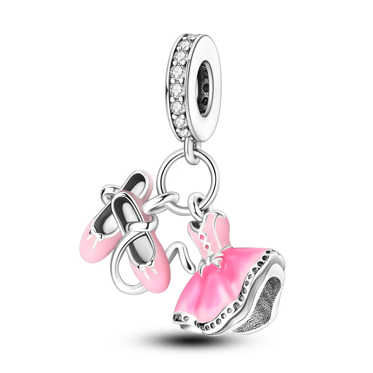 Fit Original Bracelet 925 Silver Ballet Girl Red High Heels Charms Pendants For Women Jewelry Making Gift