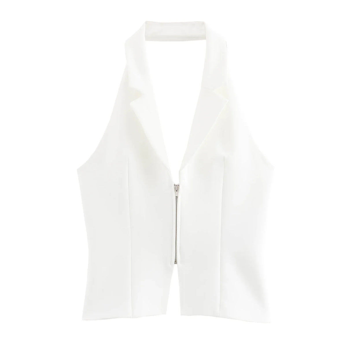 2025 Summer Women’s Sleeveless Zip Front Vest | Lapel Waistcoat for Office Casual Outing | Black/White Daily Versatile