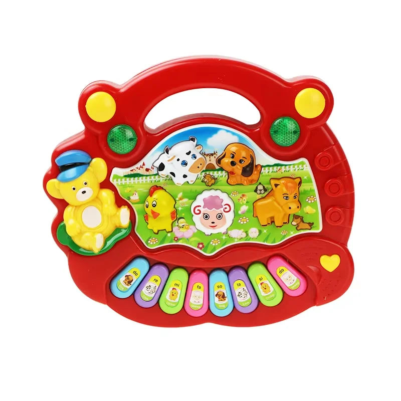 Kids Cartoon Piano Keyboard Game with Flashing Light Music Animal Sounds Baby Instrument Music Toys Educational Toys Kids Gifts