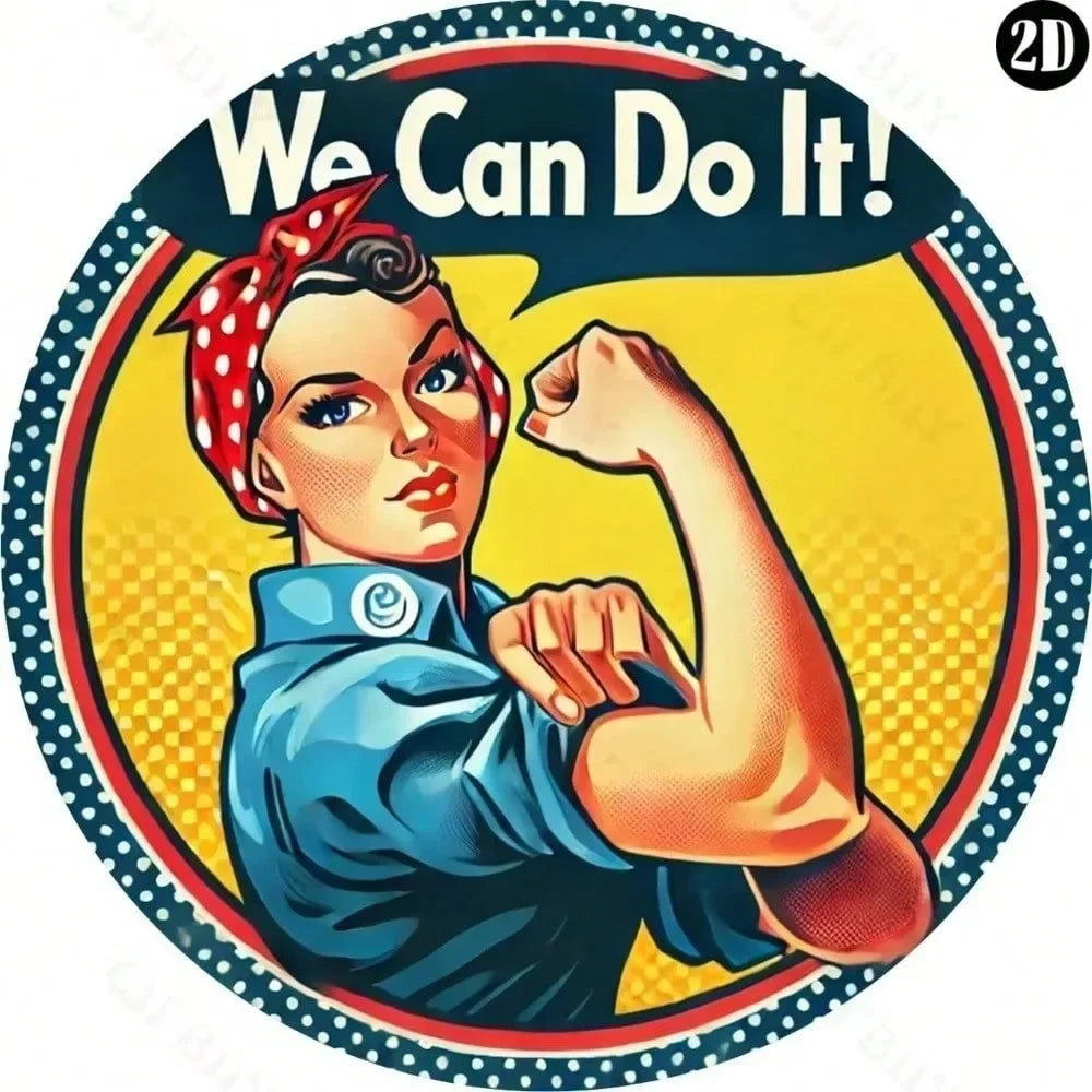Rosie The Riveter Metal Sign "We Can Do It" Retro Wall Art Aluminum Plaque Home Decor