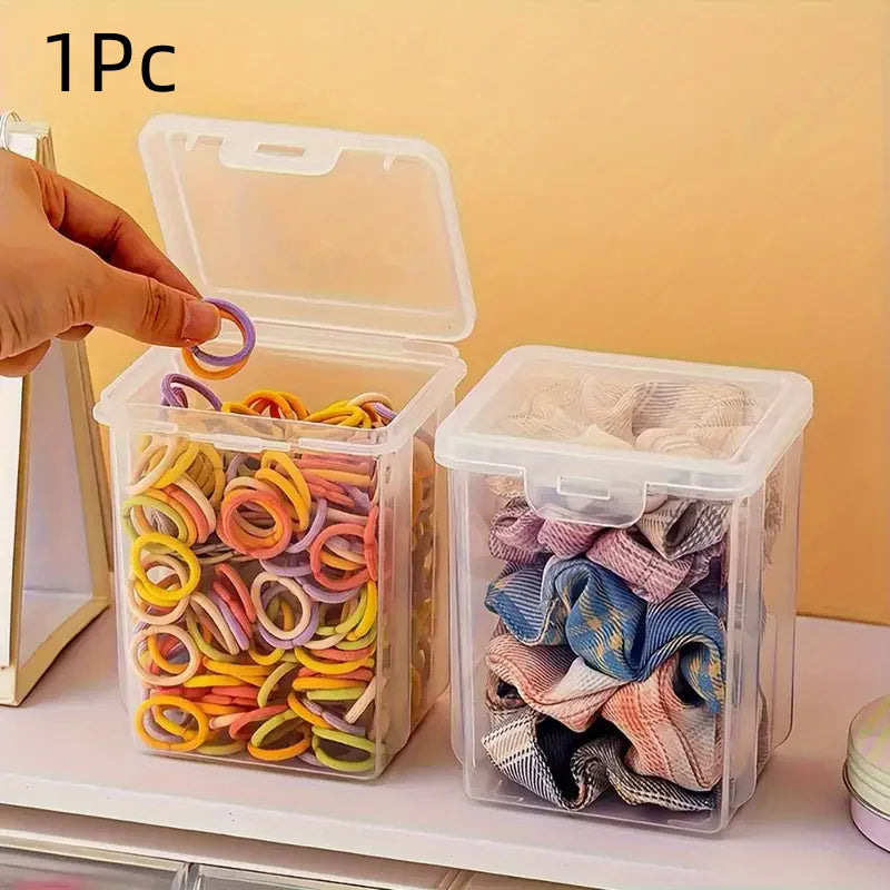1Pc Stackable Transparent Hair Accessory Storage Box with Snap Lid - Dustproof, Waterproof, Plastic Organizer for Jewelry