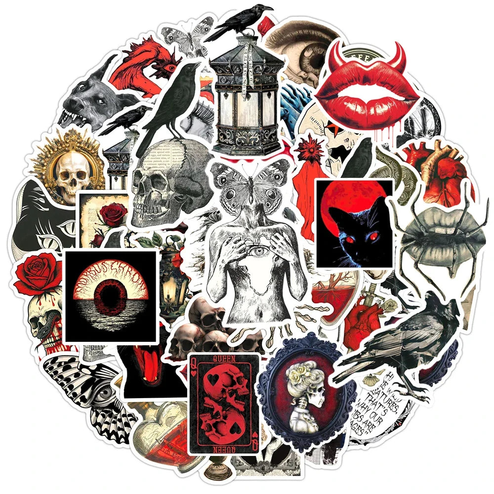 10/30/50pcs Cool Horror Poster Waterproof Stickers Laptop Skateboard Luggage Motorcycle Guitar Phone Fridge Car Sticker Decals