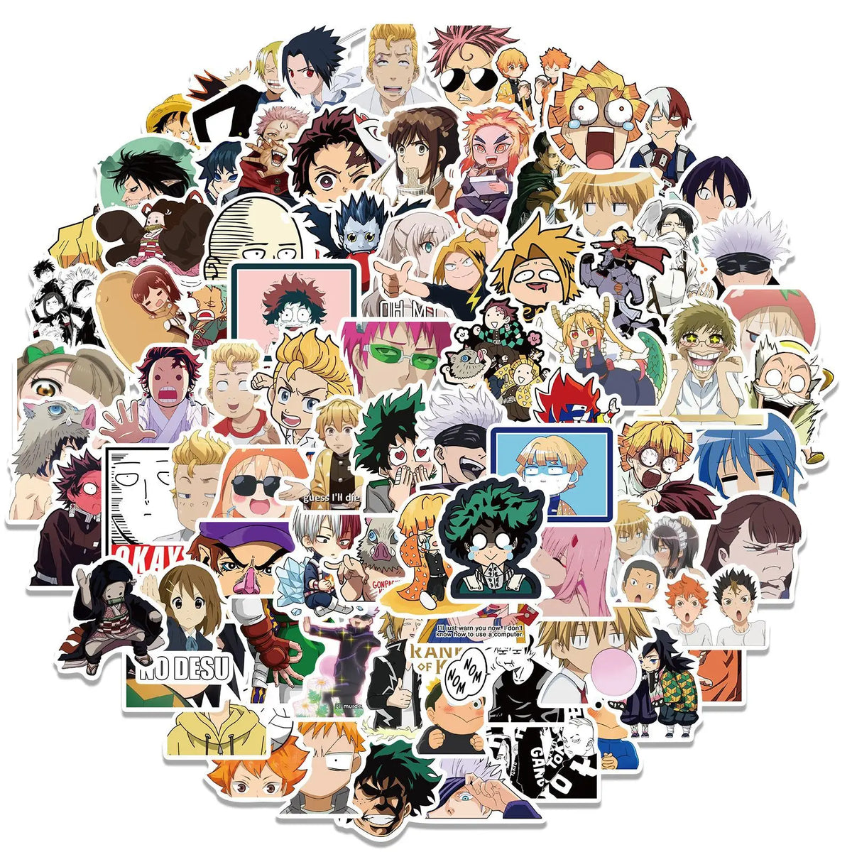 300Pcs Mix Anime Stickers for Kids Onepiece JujutsuKaisen DragonBall Sticker DIY Car Wall Cool Cartoon Decals Waterproof Toy