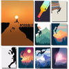 Abstract Rock Climbing Adventure Posters and Prints Canvas Painting Mountain Sun Wall Art Pictures for Living Room Home Decor