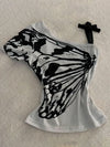 Sexy Off shoulder Summer T shirt Women Korean Harajuku Aesthetic Print Short sleeve Body Tops Female Tees Cotton Front Bow Tied