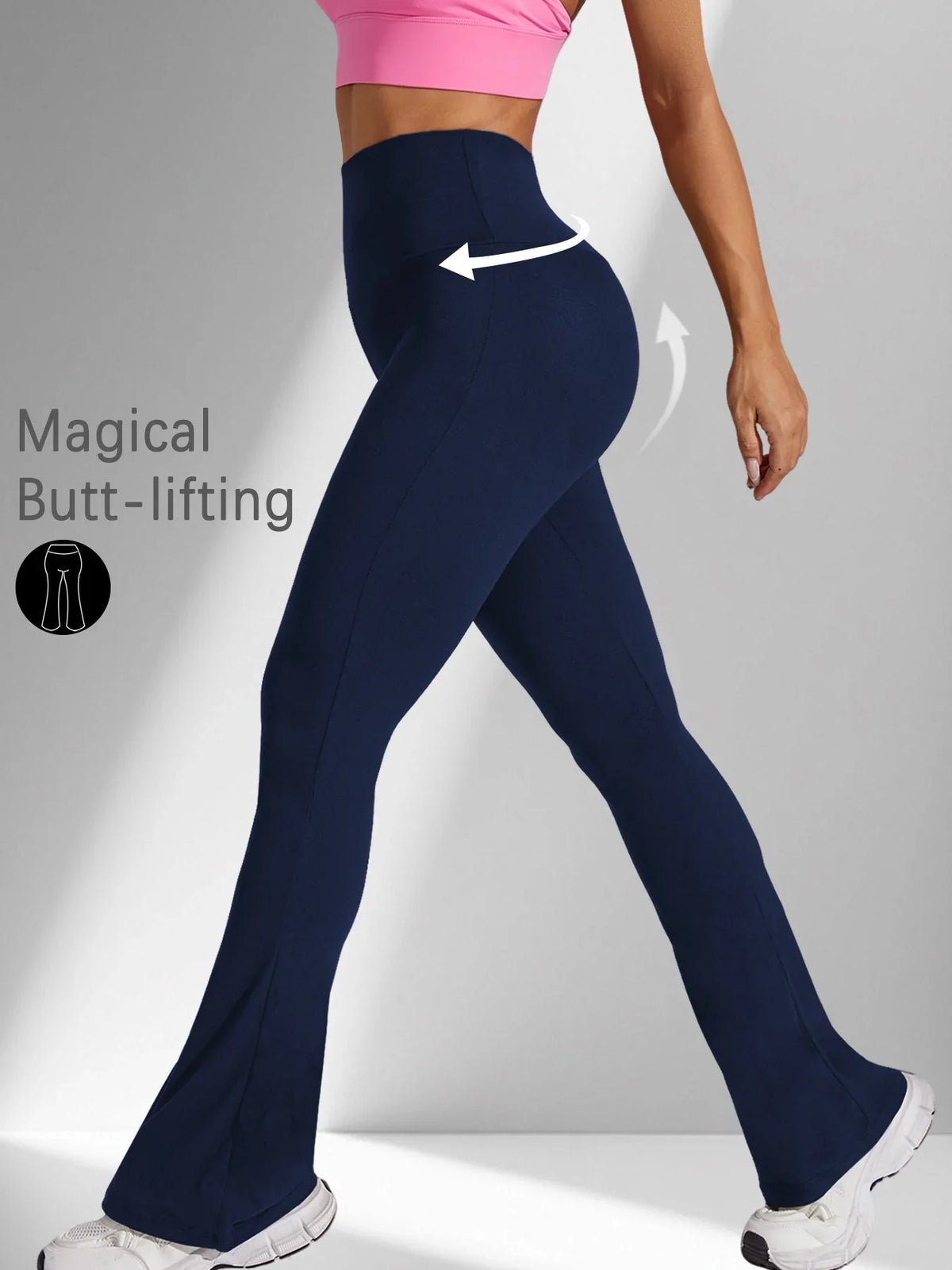Women's Super Soft Flare Pants High Waisted Tummy Control Workout Yoga Push Up Gym Fitness Long Leggings Bell Bottoms