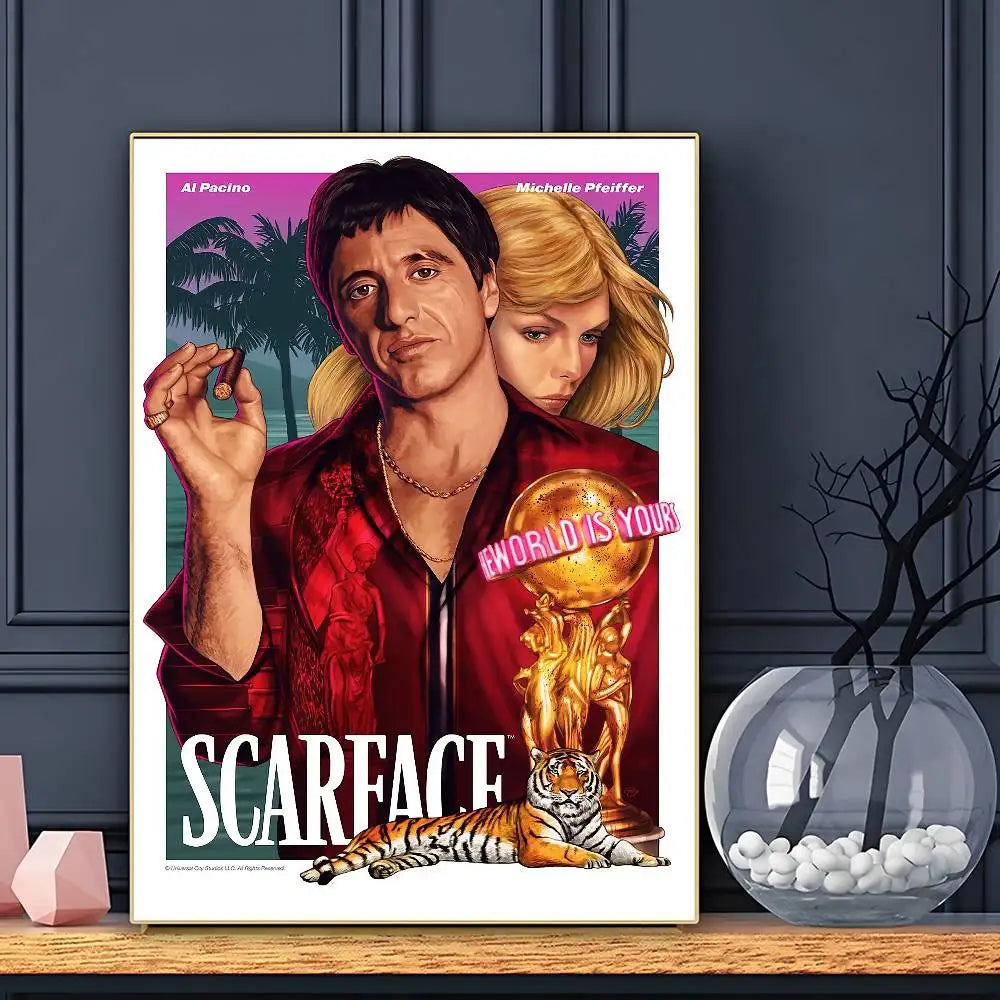Movie S-ScarfaceS Poster HD Art Sticky Wall Waterproof Home Living Room Bar Decoration