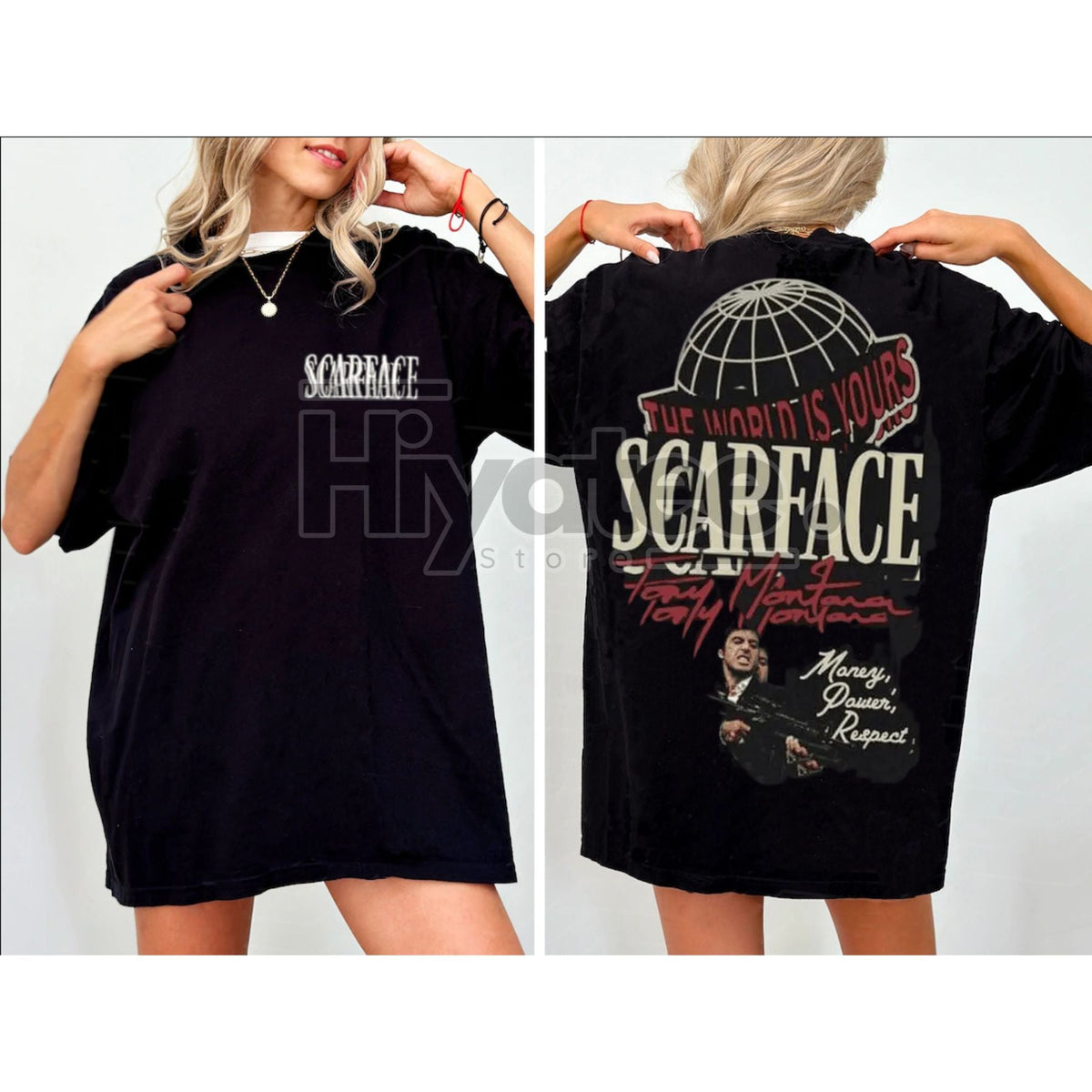 Scarface "The World Is Yours" Classic T-Shirt – Tony Montana Two-Sided Graphic Tee