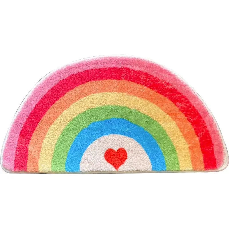 VIKAMA Rainbow Shower Floor Mat, Shower Room Door Floor Mat, Entrance Hall Carpet, Comfortable And Skin-Friendly Home Decoration
