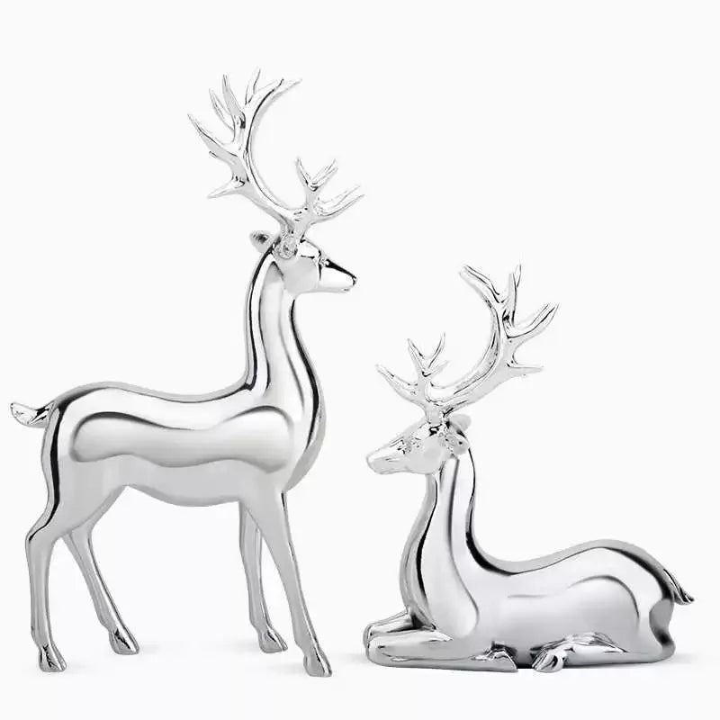 Elegant Resin Reindeer Statue Christmas Ornaments Plated Luxury Living Room Dining Table Decor Family Decor