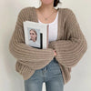 Vintage Harajuku Lantern Sleeve Women Cardigan Sweater Casual Korean Fall Streetwear Tops Coat Chic Lazy Wind Y2k Sweater