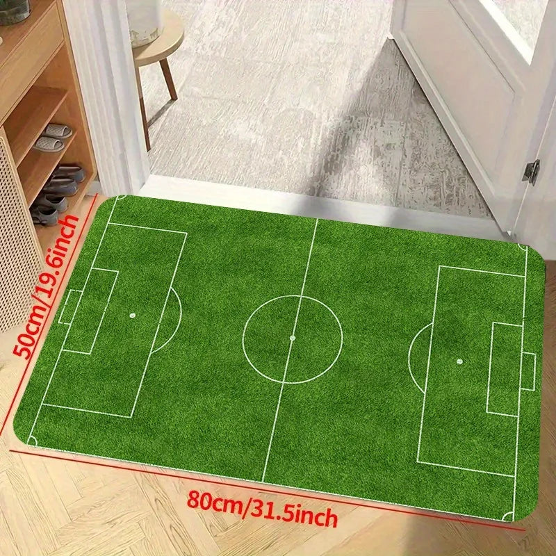 VIKAMA Football Field Area Rug, Soft Anti-Slip Sports Field Game Mat, Living Room Bedroom Anti-Slip Floor Mat Home Decor