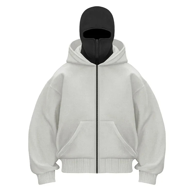Plain Design Hooded Zip Up Sweatshirt for Men Women Autumn Winter Ins Style Couple Matching