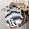 Summer Spring Striped Tank Tops Women Sleeveless Knitted T-Shirts Crop Tops Female Elastic Slim Casual Vests Pullover Camis