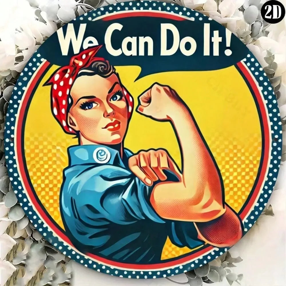 Rosie The Riveter Metal Sign "We Can Do It" Retro Wall Art Aluminum Plaque Home Decor