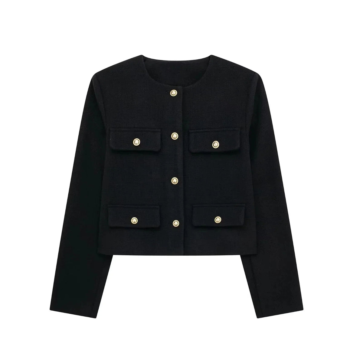 HH Women Vintage Solid Coat Button Long Sleeve O Neck Jacket With Pocket 2024 Spring Elegant Female Casual Outerwear Jakcet