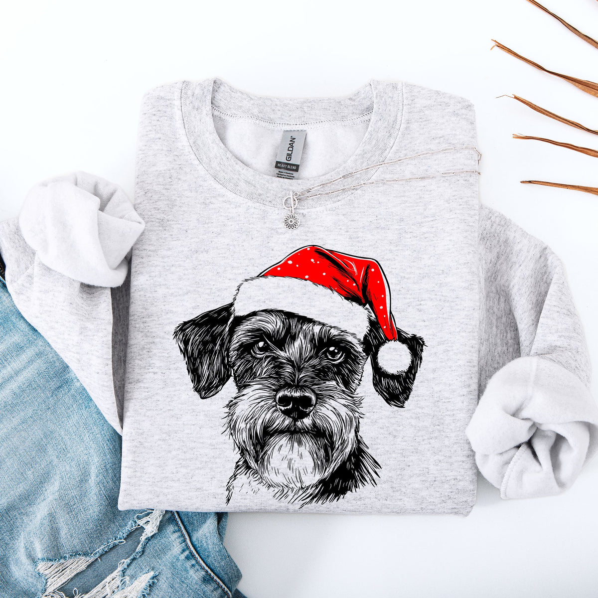 Schnauzer Santa Christmas Dog Lover Pet Holiday Anthology Signature Graphic Sweatshirt