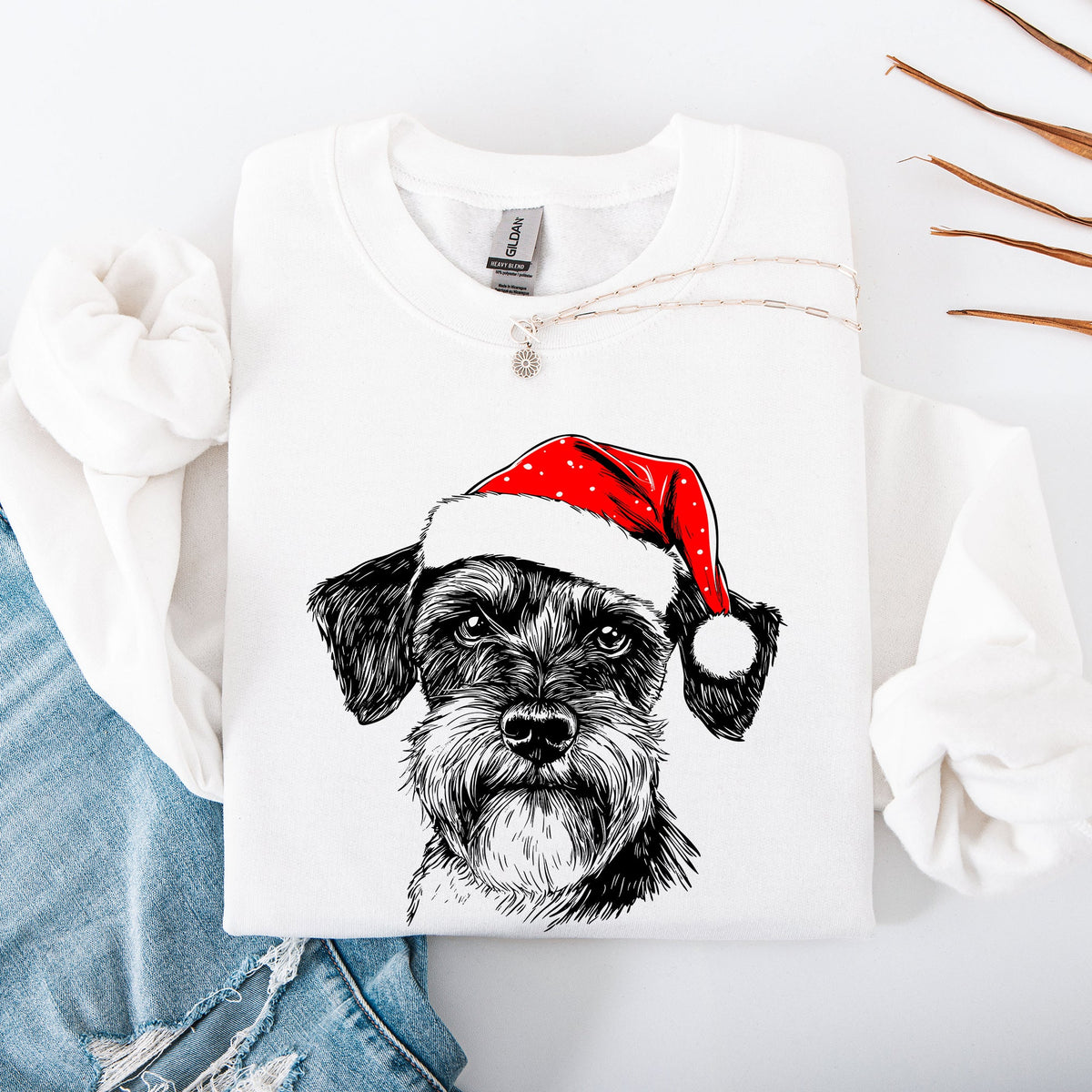 Schnauzer Santa Christmas Dog Lover Pet Holiday Anthology Signature Graphic Sweatshirt
