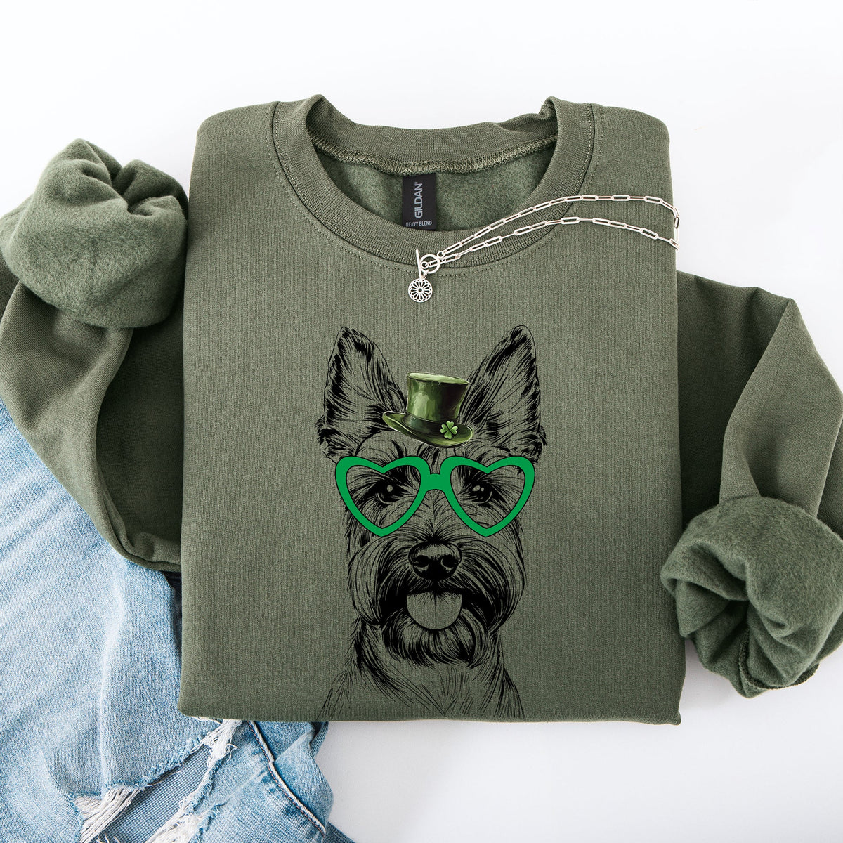 Scottish Terrier Scotty Adorable Dog Celebrating St Patrick's Day With Irish Luck And Happy Paws Sweatshirt