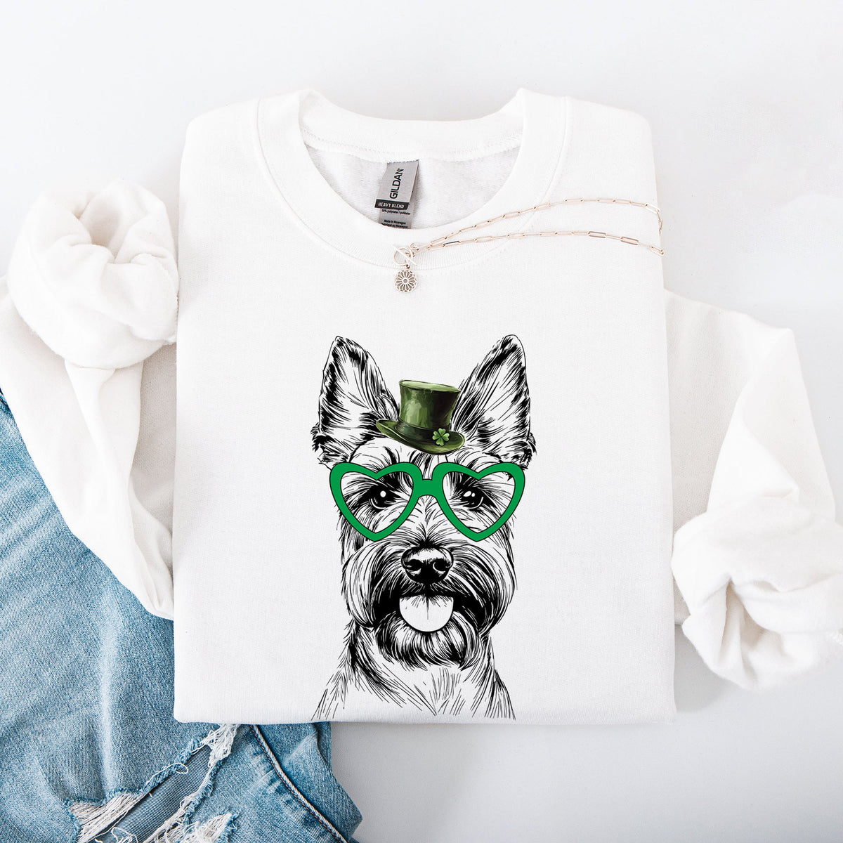 Scottish Terrier Scotty Adorable Dog Celebrating St Patrick's Day With Irish Luck And Happy Paws Sweatshirt