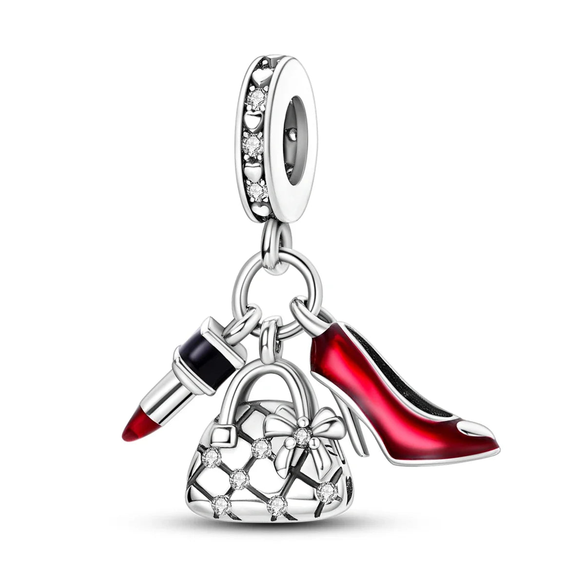Fit Original Bracelet 925 Silver Ballet Girl Red High Heels Charms Pendants For Women Jewelry Making Gift