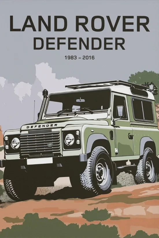 L-and-R-over Defender 90 Offroad Poster Classic Retro Automotive Poster Canvas Prints Classic Off-road Vehicle Aesthetic Print
