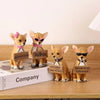 Chihuahua Dog Statue Figurine 10.5cm Hand-Painted Realistic Cute Resin Animal Sculpture Home Desk Shelf Decor Gift for Pet Lover