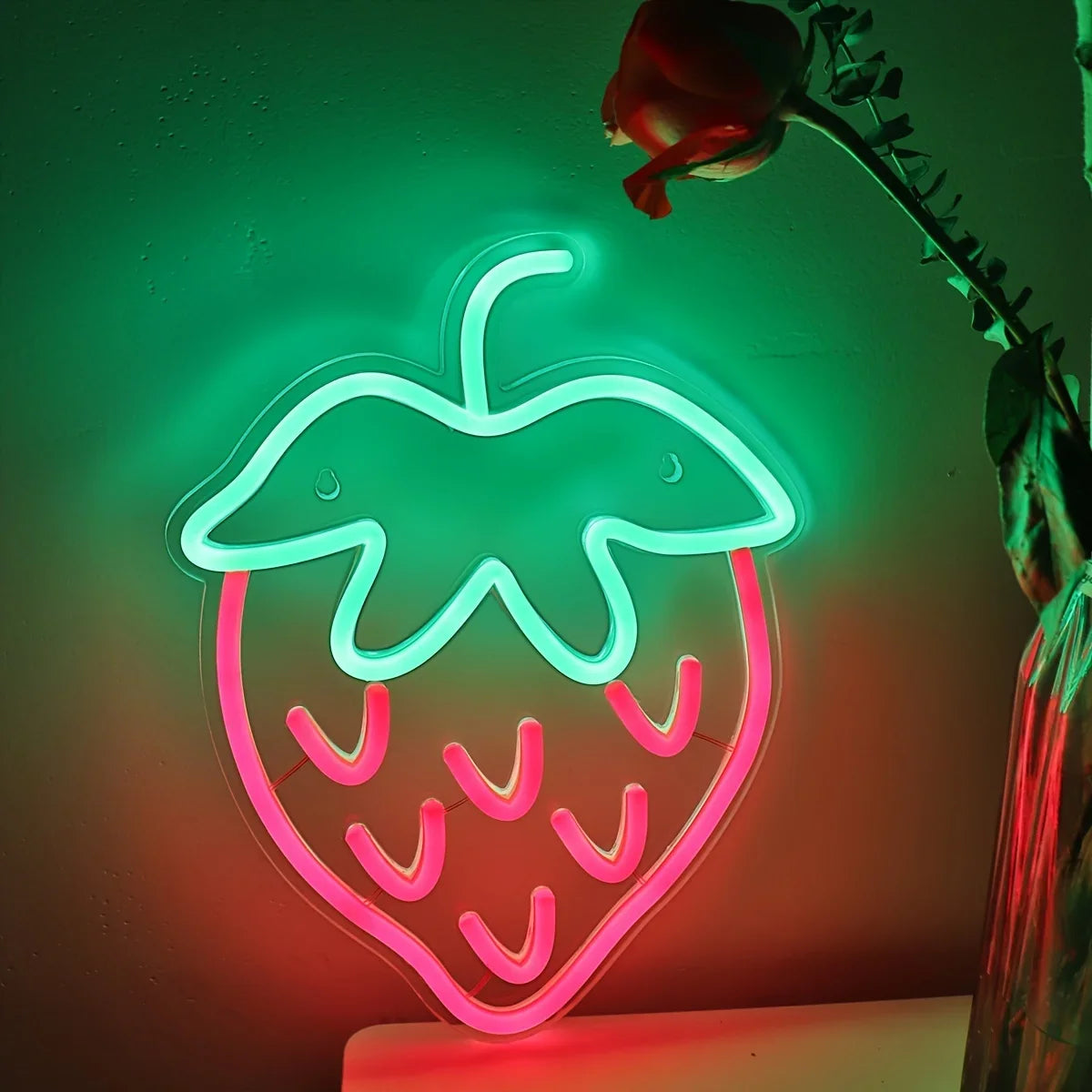 Strawberry Neon Sign LED Neon Light Wall Decor for Bdroom Game Room Store Party Kitchen Restaurant Club Gift for Friend