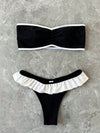 Women's Strapless Swimsuit 2-piece Suit Solid Color Patchwork Push Up Ruffle Thong Beach Hot Spring Bikini Set 2026 New Swimwear