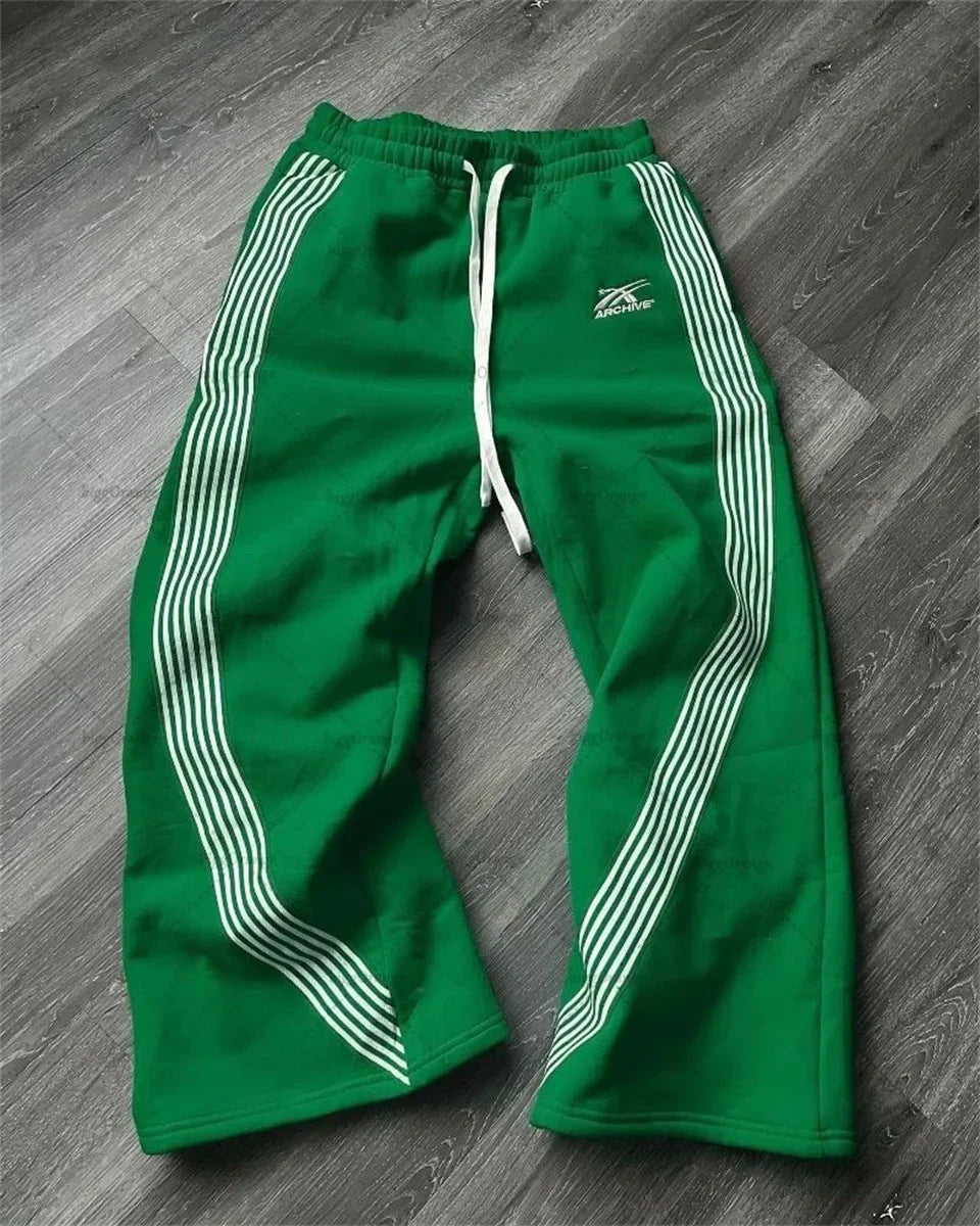Y2k Gray Casual Pants Vintage Functional Tactical Men's Women's Premium Jogging Wide Leg Pants Drawstring Streetwear Sweatpants