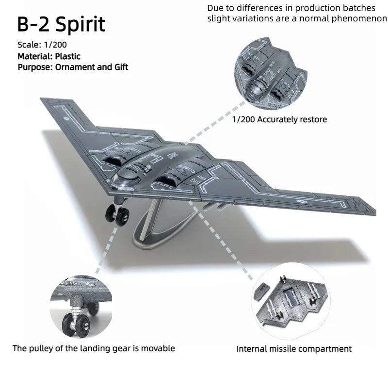 B-2 SPIRIT 1/200 Scale Assembly Plastic Model airplane (including base)  Home placement, collection and decoration  Gift
