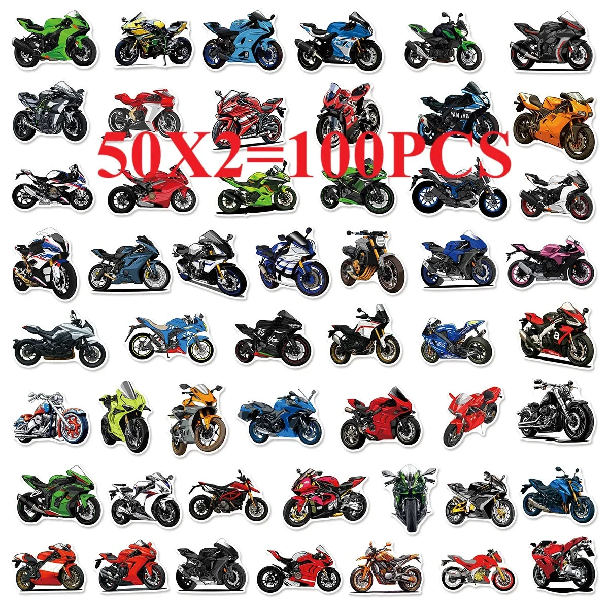 50/100PCS Cartoon Motorcycle Graffiti Stickers Decorative Luggage Notebook Car Waterproof Stationery Stickers