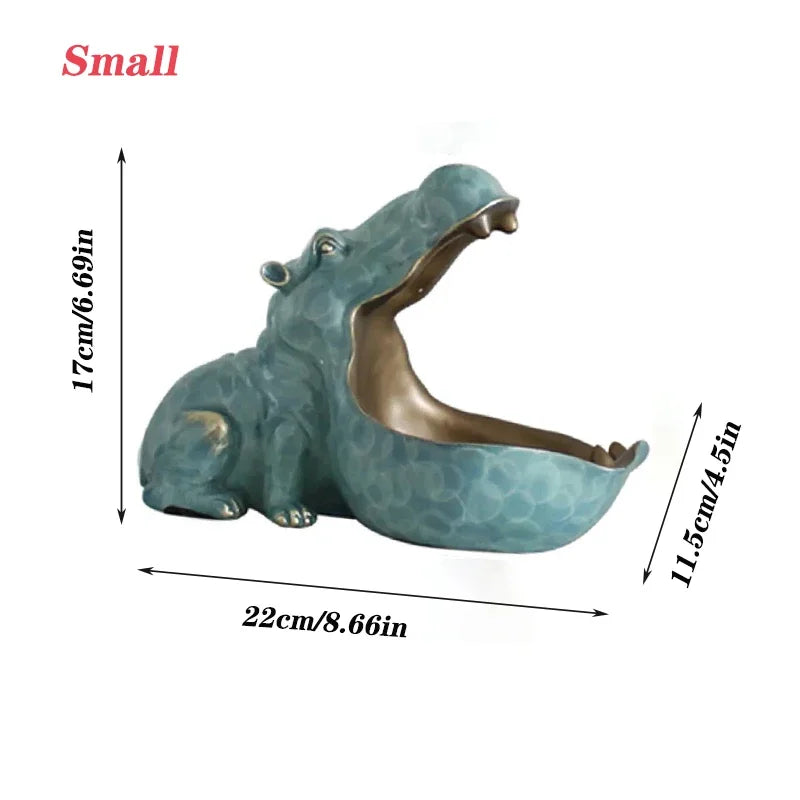 Home Decor Hippo Statue Sculpture Figurine Key Candy Storage Ornaments Container Decoration Table Decoration Accessories Gift