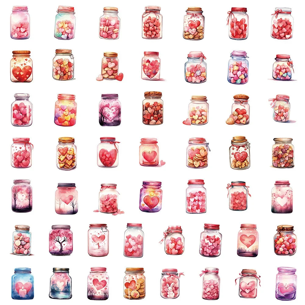 10/30/50pcs Cute Funny Pink Love in a Bottle Cartoon Stickers INS Style Decals Fridge Laptop Notebook Graffiti Sticker Kids Toys