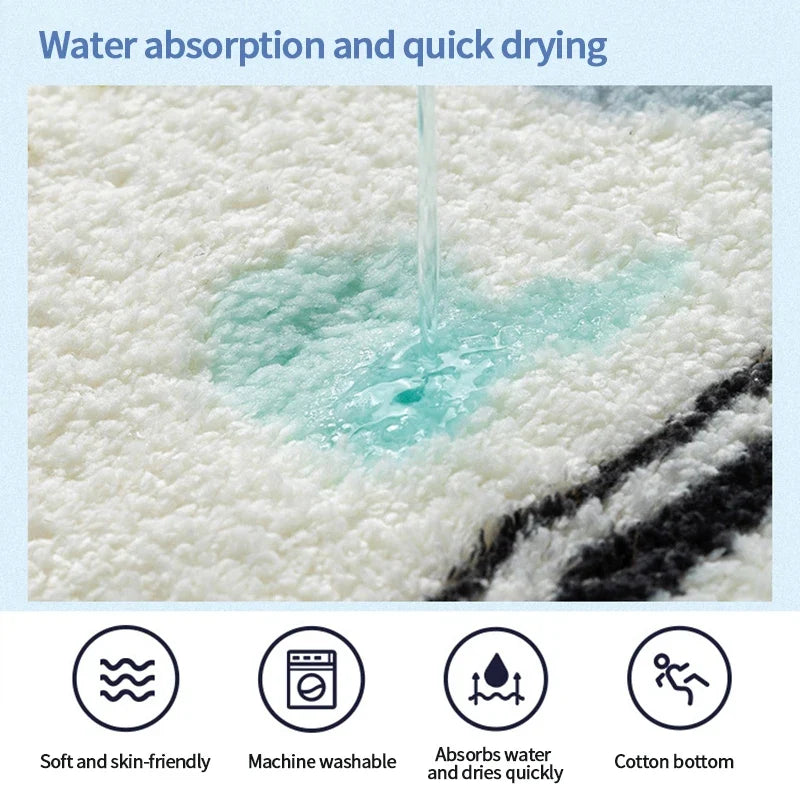 VIKAMA Simple Flowers Imitation Cashmere Toilet Mat Soft Insulation Non-Slip Entrance Carpet Balcony Mat Home Decoration