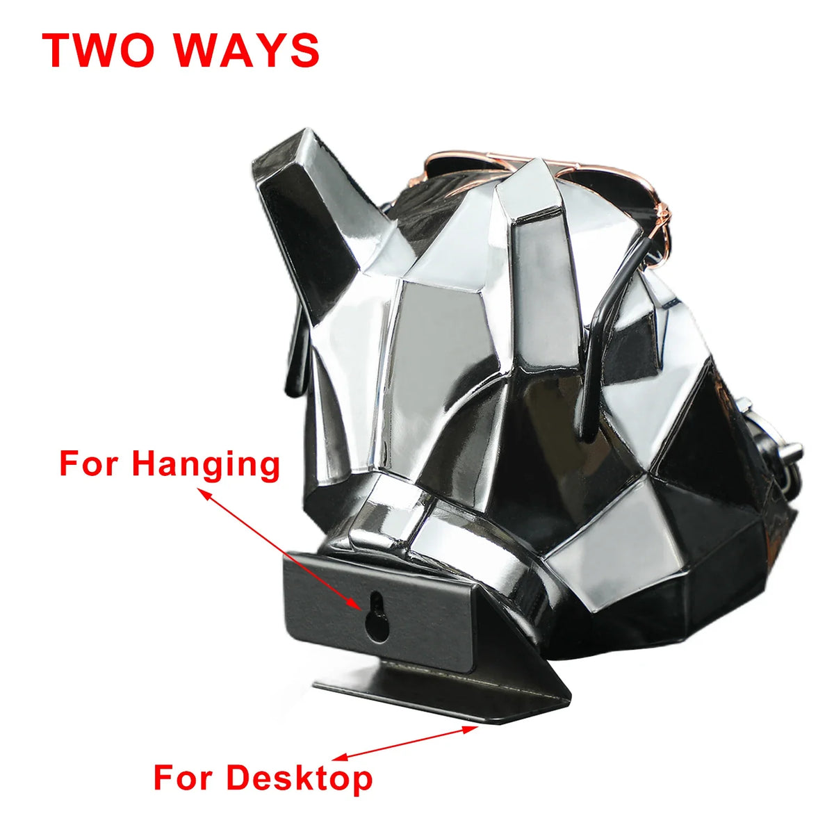 Polygon Bulldog Dog Head Figurine with Storage Electroplating Golden Silver Solid Synthetic Resin Sculpture Figurine Home Decor