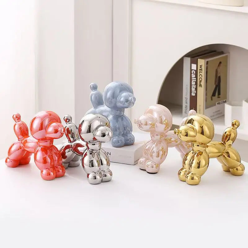 12.5cm Mini Ceramic Poodle Abstract Ornament Creative Sculpture Study Room Statue Home Office Accessories Festival Decoration