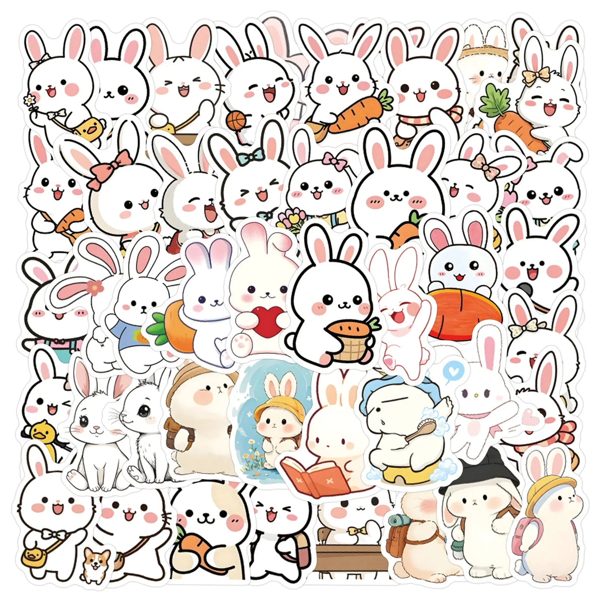 60/120PCS Cute Animal Series Rabbit Graffiti Stickers Luggage Water Cup Scooter Stickers