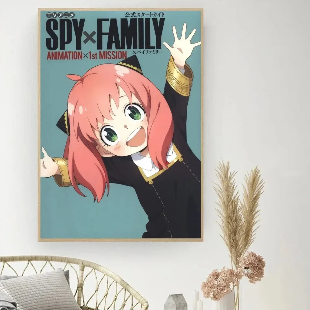 Classic Retro Wall Art, Anime "Spy X Family", HD Canvas Printed Poster, Home Living Room Bedroom Decorative Painting