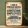 1 Piece 'Awesome Employee's Proud Boss' Aluminum Sign, 8x12 Inches - Humorous and Motivational Wall Art with Vintage Design