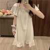 White Mid Length Nightgowns Summer Pajamas Women's Home Clothes New Dress Korean Sleepwear For Sleeping Sexy Nightwear Woman Top