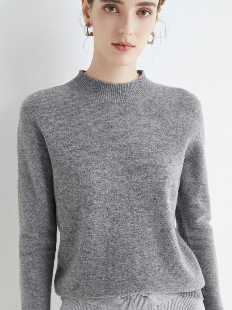 AOSSVIAO 2026 Autumn Winter Solid Mock-neck Pullover Women Sweater for Casual Knitwear Female Clothing Basic Soft Tops