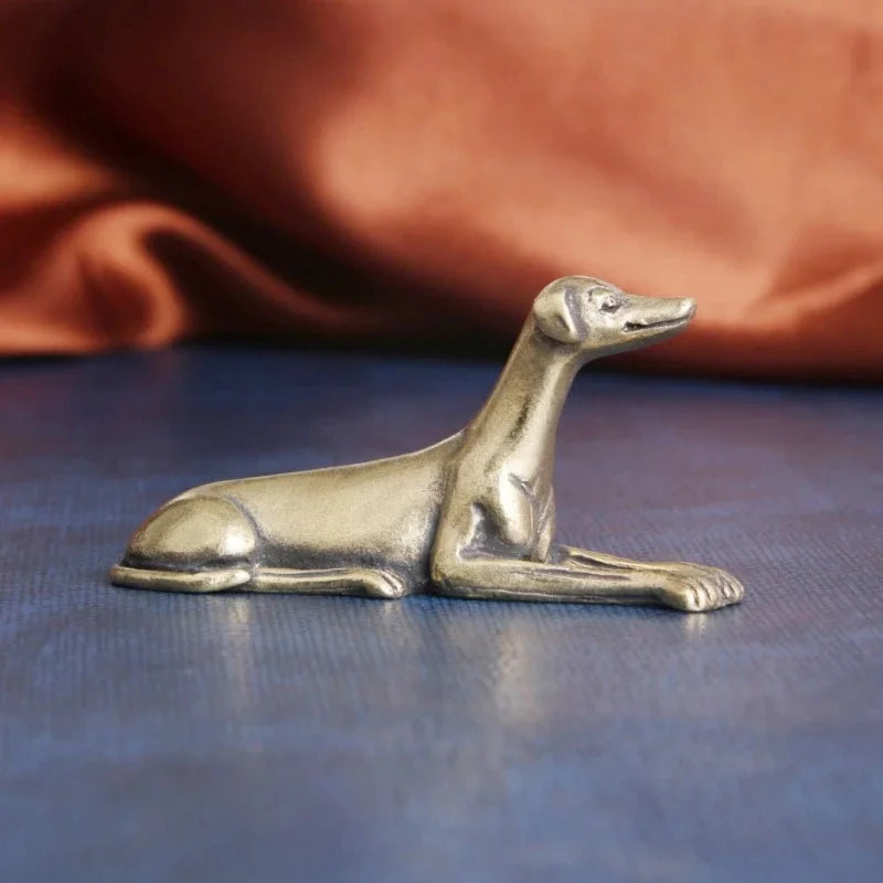 Durable Brass Miniature Dog Statue Greyhound Figurine Collectible Featherless Holiday Gift Desk Ornament Metal Home Decor