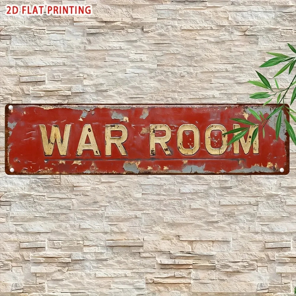Retro War Room Metal Tin Sign - 4x16" 2D Flat Novelty Decor, Bar Garage Farmhouse Wall Art