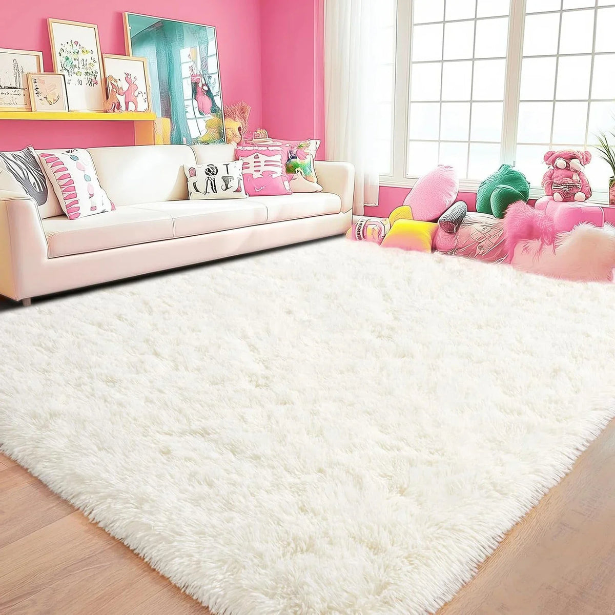 VIKAMA Minimalist Shaggy Living Room Rug, Soft and Fluffy Area Rug, Bedroom Dormitory Children's Room Carpet, Home Decor