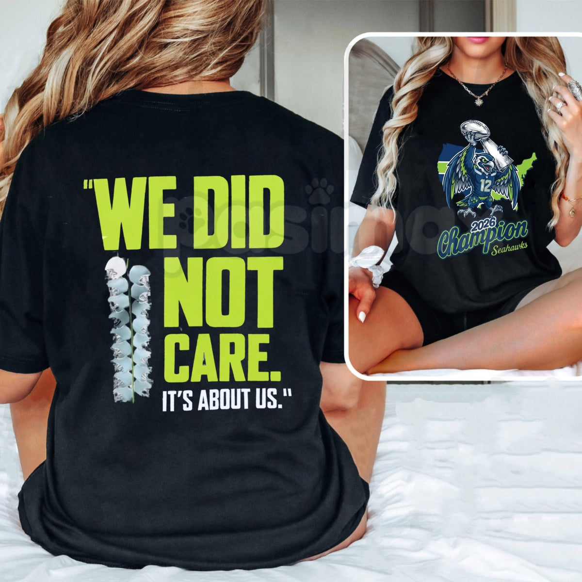Seahawks 2026 "We Did Not Care" T-Shirt - Seattle Football Championship Fan Tee, Defiant 12th Man Graphic Shirt, Premium Heavyweight Unisex Hawks Apparel, 2026 Season Commemorative Top, Seattle Streetwear Sports Gift