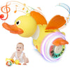 Kid Electric Rotating Duck Simulated Foraging Free Rotation Duck Sound&Light Music Tummy Time Toys Crawling Toys Educational Toy