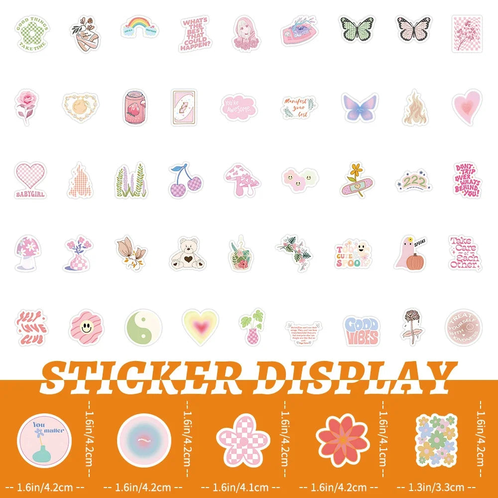 10/30/50/100pcs Cartoon Pink Danish Past Ins Graffiti Stickers Laptop Suitcase Phone Water Bottle Aesthetic Sticker Kids Toys